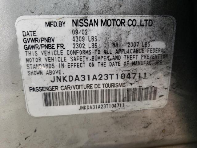 Photo 10 from auction – 2003 INFINITI I35 with VIN JNKDA31A23T104711