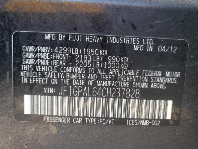 Photo 10 from auction – 2012 SUBARU IMPREZA SP with VIN JF1GPAL64CH237828