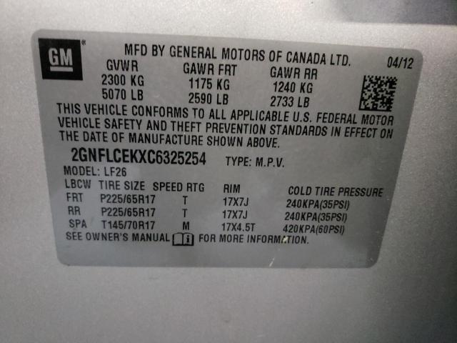 Photo 10 from auction – 2012 CHEVROLET EQUINOX LS with VIN 2GNFLCEKXC6325254