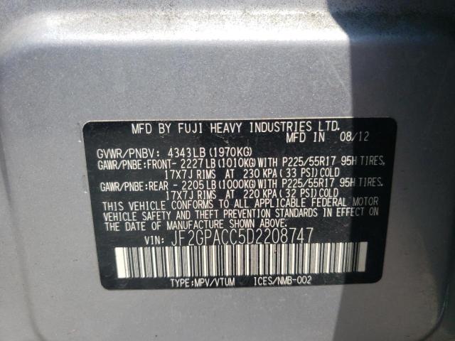 Photo 10 from auction – 2013 SUBARU XV CROSSTR with VIN JF2GPACC5D2208747