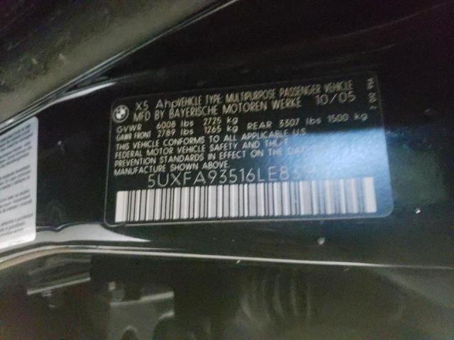 Photo 10 from auction – 2006 BMW X5 4.8IS with VIN 5UXFA93516LE83915