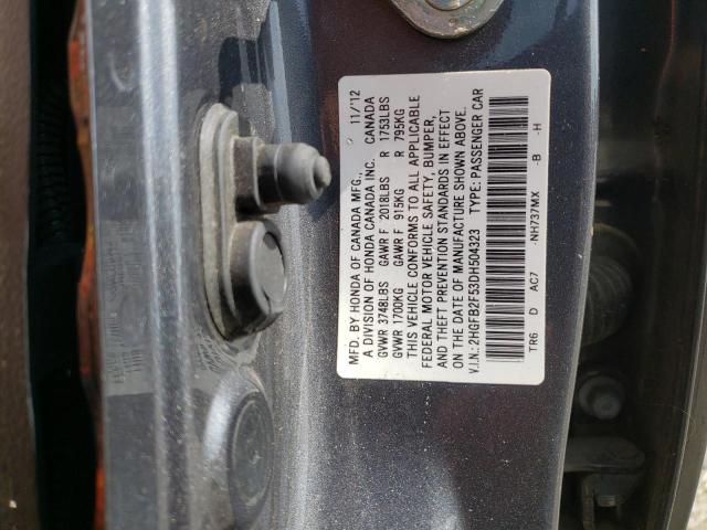 Photo 10 from auction – 2013 HONDA CIVIC LX with VIN 2HGFB2F53DH504323