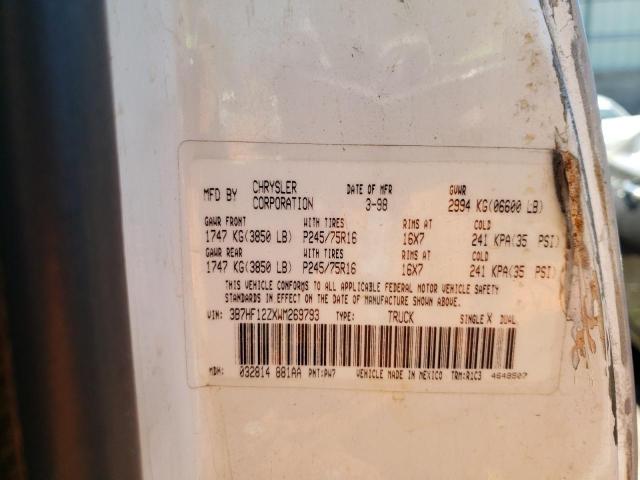 Photo 10 from auction – 1998 DODGE RAM 1500 with VIN 3B7HF12ZXWM269793