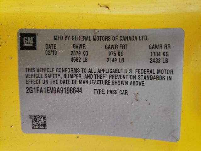 Photo 10 from auction – 2010 CHEVROLET CAMARO LS with VIN 2G1FA1EV9A9198644