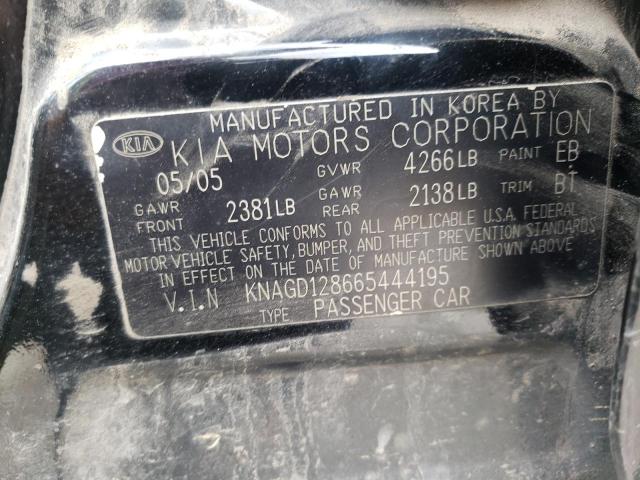 Photo 10 from auction – 2006 KIA OPTIMA LX with VIN KNAGD128665444195