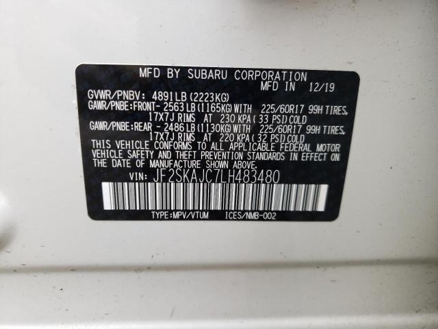 Photo 10 from auction – 2020 SUBARU FORESTER P with VIN JF2SKAJC7LH483480