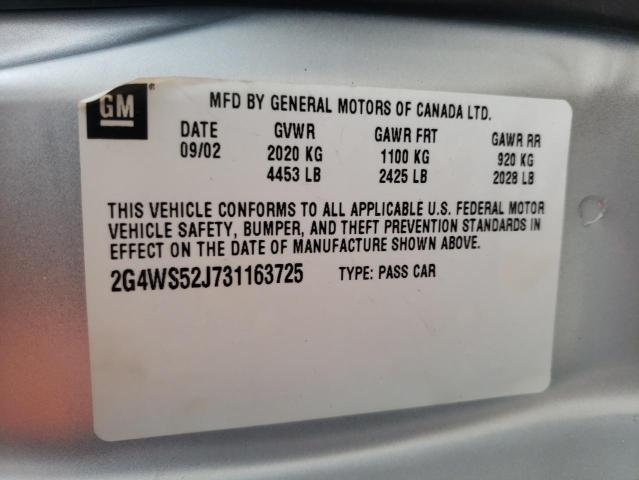 Photo 10 from auction – 2003 BUICK CENTURY CU with VIN 2G4WS52J731163725