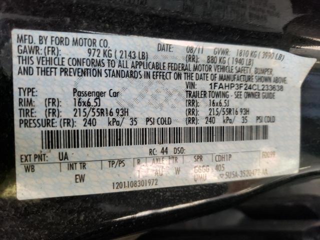 Photo 10 from auction – 2012 FORD FOCUS SE with VIN 1FAHP3F24CL233638