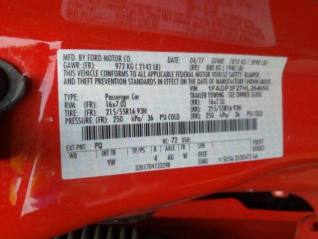 Photo 10 from auction – 2017 FORD FOCUS SE with VIN 1FADP3F27HL264050