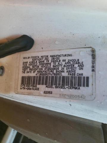 Photo 10 from auction – 2000 TOYOTA CAMRY CE with VIN 4T1BG22K0YU762601