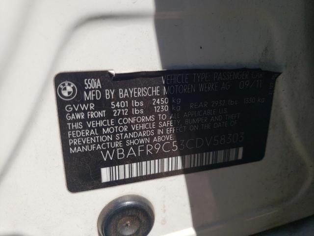 Photo 10 from auction – 2012 BMW 550 I with VIN WBAFR9C53CDV58303