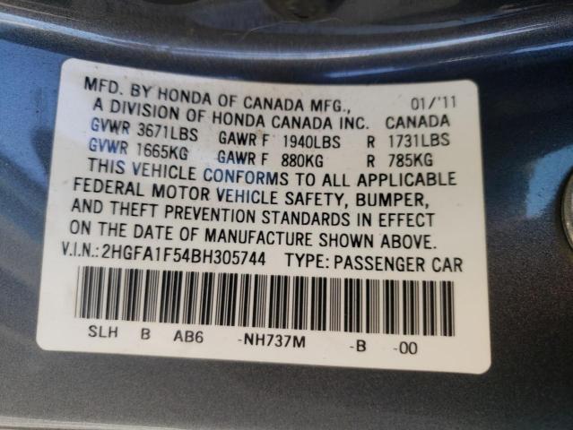 Photo 10 from auction – 2011 HONDA CIVIC LX with VIN 2HGFA1F54BH305744