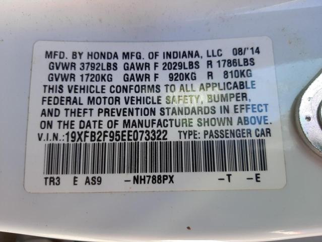 Photo 10 from auction – 2014 HONDA CIVIC EXL with VIN 19XFB2F95EE073322