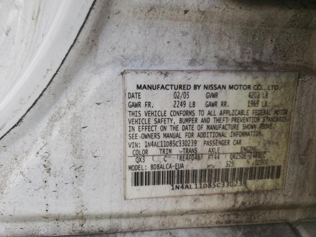 Photo 10 from auction – 2005 NISSAN ALTIMA S with VIN 1N4AL11D85C330239