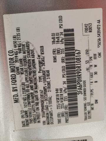 Photo 10 from auction – 2013 FORD FUSION SE with VIN 3FA6P0HR9DR108167