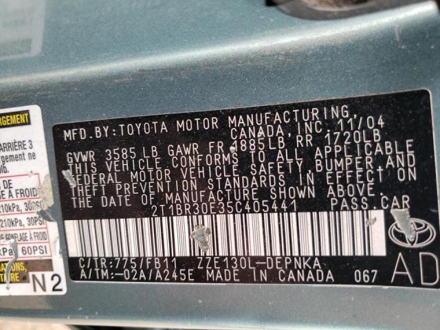 Photo 10 from auction – 2005 TOYOTA COROLLA CE with VIN 2T1BR30E35C405441