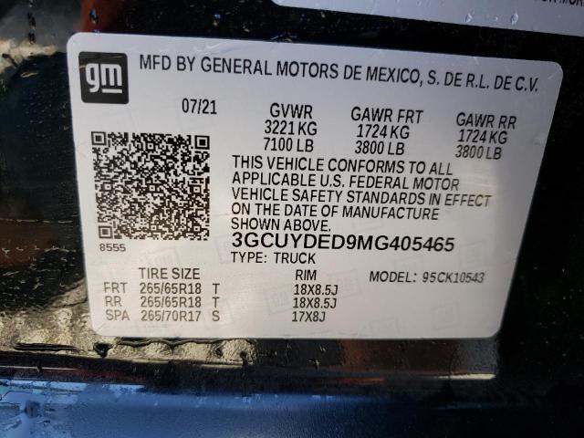 Photo 10 from auction – 2021 CHEVROLET SILVERADO with VIN 3GCUYDED9MG405465