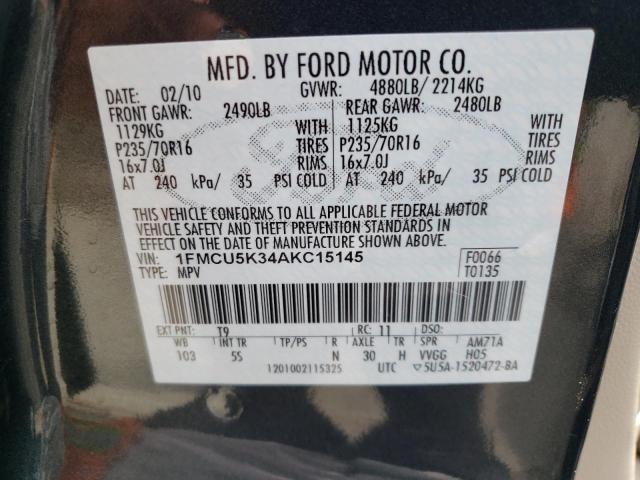 Photo 10 from auction – 2010 FORD ESCAPE HYB with VIN 1FMCU5K34AKC15145