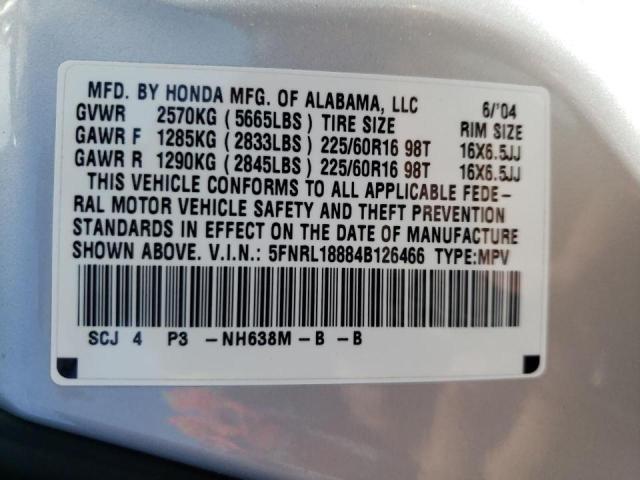 Photo 10 from auction – 2004 HONDA ODYSSEY EX with VIN 5FNRL18884B126466