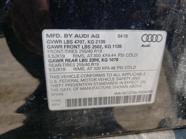 Photo 10 from auction – 2018 AUDI Q3 PREMIUM with VIN WA1BCCFS6JR034039
