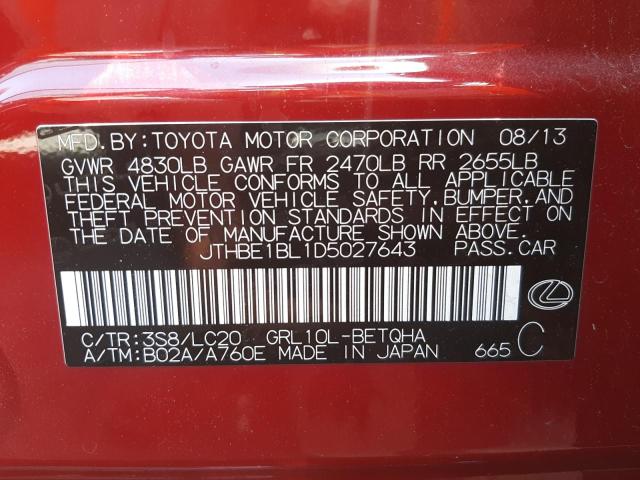 Photo 10 from auction – 2013 LEXUS GS 350 with VIN JTHBE1BL1D5027643