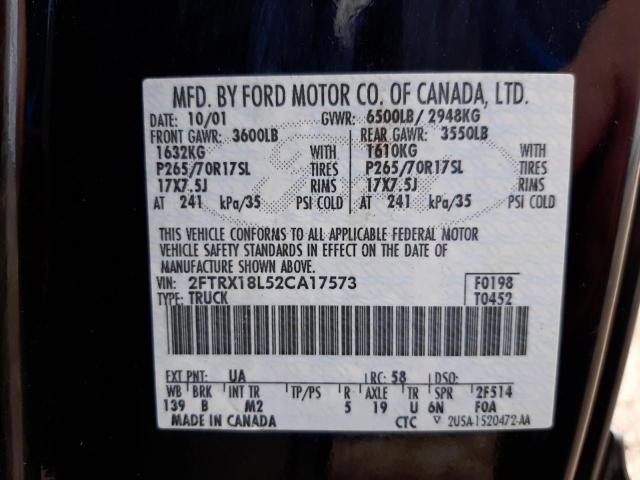 Photo 10 from auction – 2002 FORD F150 with VIN 2FTRX18L52CA17573