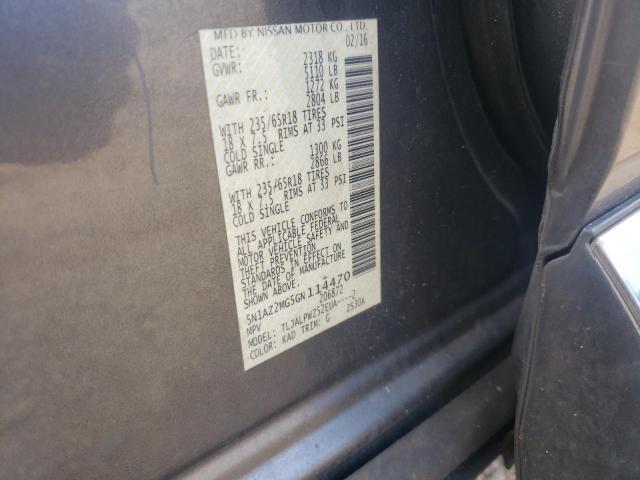 Photo 10 from auction – 2016 NISSAN MURANO S with VIN 5N1AZ2MG5GN114470