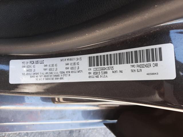 Photo 10 from auction – 2016 CHRYSLER 200 S with VIN 1C3CCCDG6GN135725