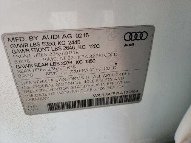 Photo 10 from auction – 2015 AUDI Q5 PREMIUM with VIN WA1LFAFP7FA107954