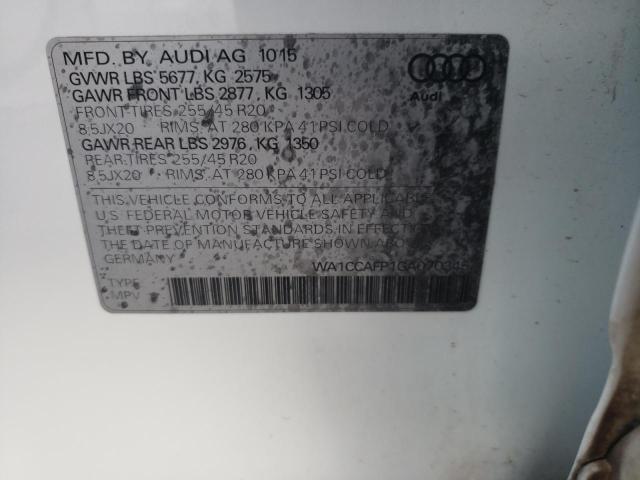 Photo 10 from auction – 2016 AUDI SQ5 PREMIU with VIN WA1CCAFP1GA070345