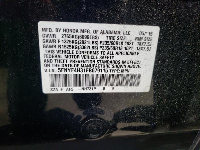Photo 10 from auction – 2015 HONDA PILOT SE with VIN 5FNYF4H31FB079115