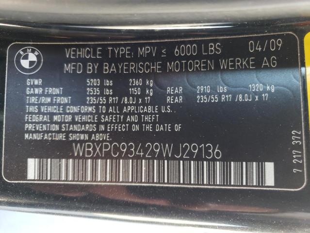 Photo 10 from auction – 2009 BMW X3 XDRIVE3 with VIN WBXPC93429WJ29136