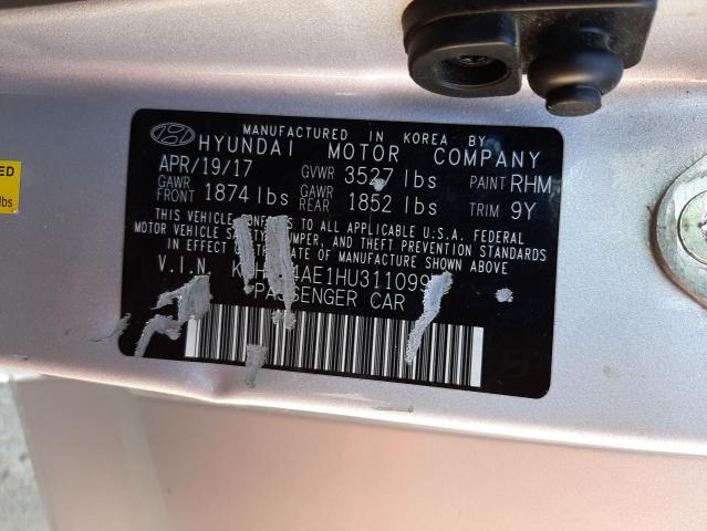 Photo 10 from auction – 2017 HYUNDAI ACCENT SE with VIN KMHCT4AE1HU311099