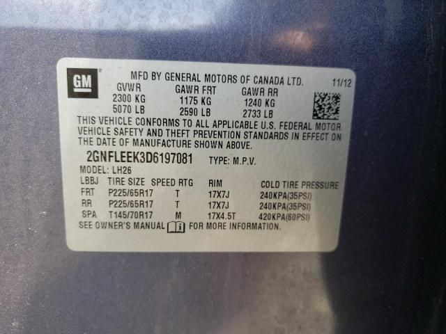 Photo 10 from auction – 2013 CHEVROLET EQUINOX LT with VIN 2GNFLEEK3D6197081