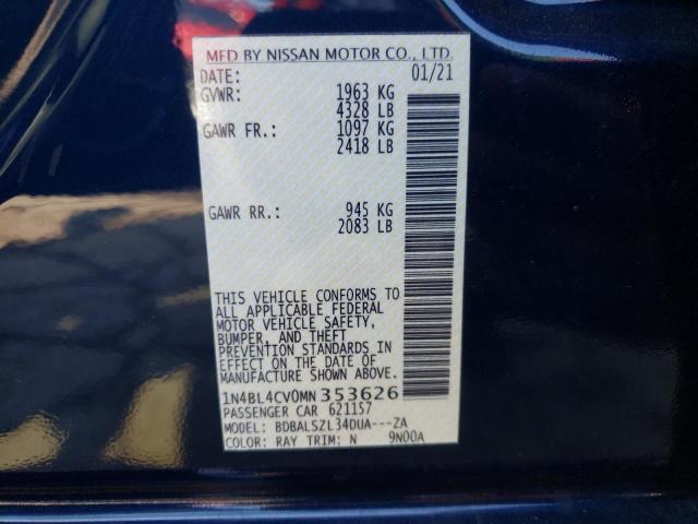 Photo 10 from auction – 2021 NISSAN ALTIMA SR with VIN 1N4BL4CV0MN353626