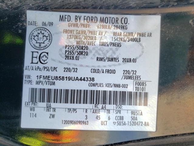 Photo 10 from auction – 2009 FORD EXPLORER L with VIN 1FMEU85819UA44338