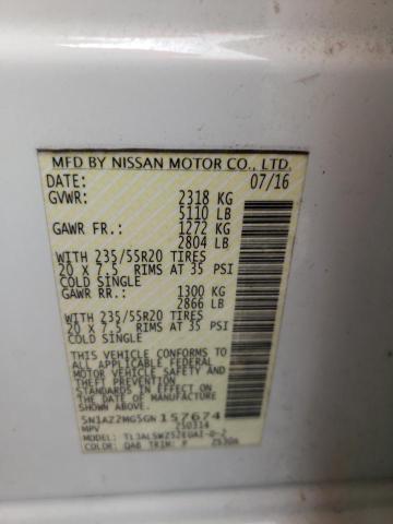 Photo 10 from auction – 2016 NISSAN MURANO S with VIN 5N1AZ2MG5GN157674