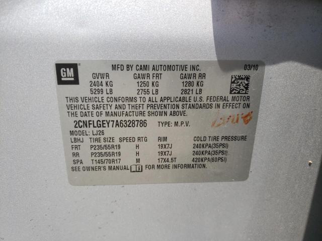 Photo 10 from auction – 2010 CHEVROLET EQUINOX LT with VIN 2CNFLGEY7A6328786