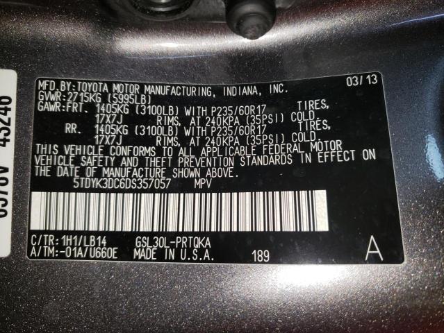 Photo 10 from auction – 2013 TOYOTA SIENNA XLE with VIN 5TDYK3DC6DS357057