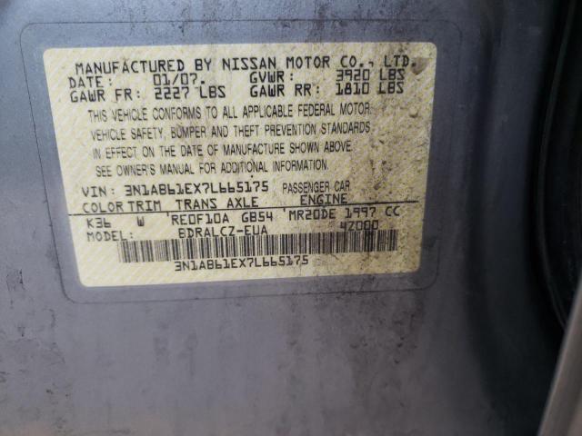 Photo 10 from auction – 2007 NISSAN SENTRA 2.0 with VIN 3N1AB61EX7L665175