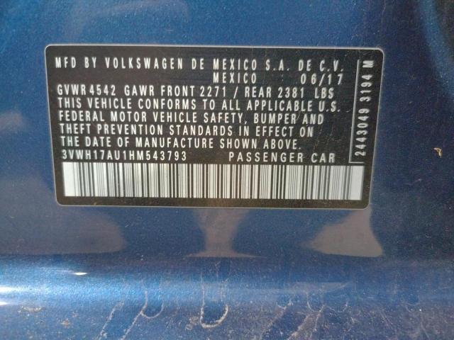 Photo 10 from auction – 2017 VOLKSWAGEN GOLF ALLTR with VIN 3VWH17AU1HM543793