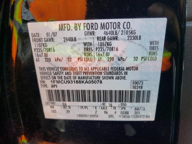 Photo 10 from auction – 2008 FORD ESCAPE XLT with VIN 1FMCU93188KA05078