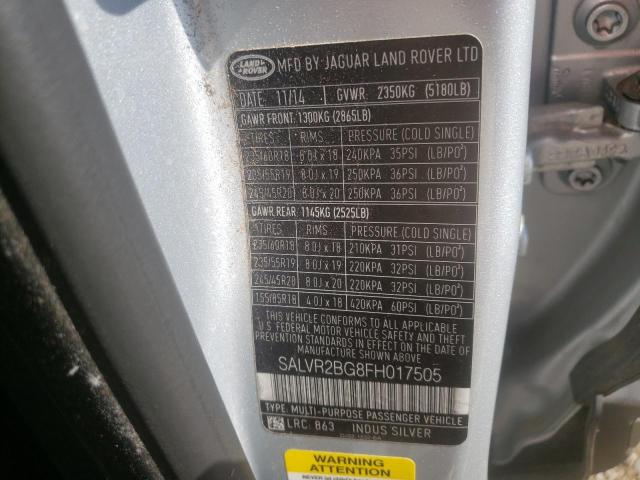 Zdjęcie 10 z aukcji – 2015 LAND ROVER RANGE ROVE z VIN SALVR2BG8FH017505