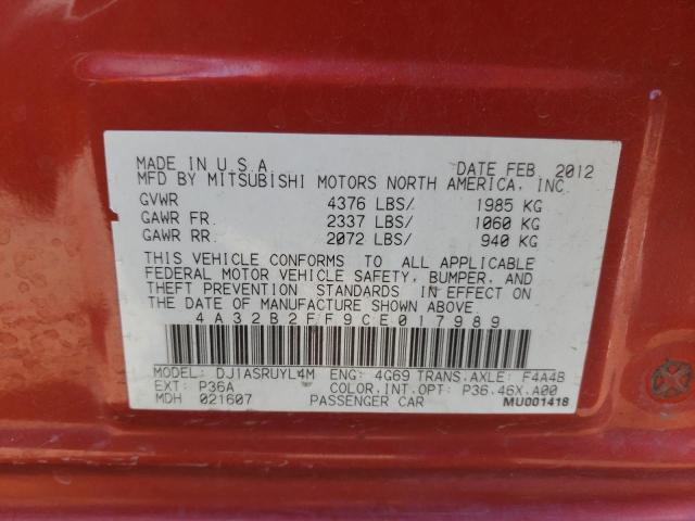 Photo 10 from auction – 2012 MITSUBISHI GALANT FE with VIN 4A32B2FF9CE017989