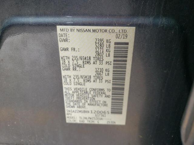Photo 10 from auction – 2019 NISSAN MURANO S with VIN 5N1AZ2MS8KN120065