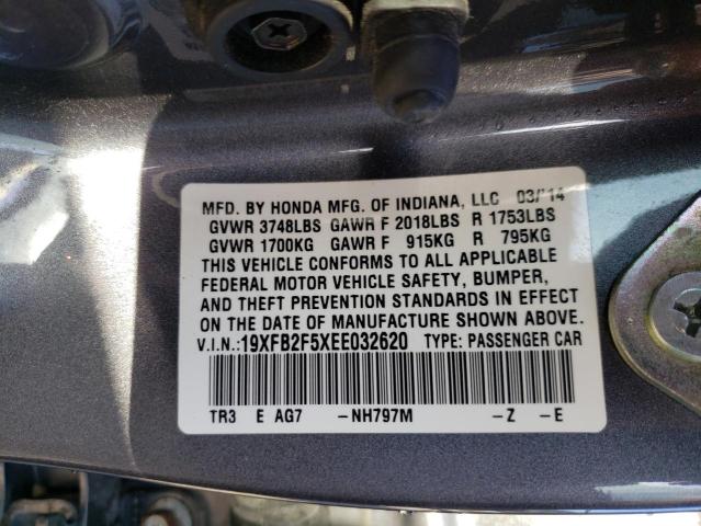 Photo 10 from auction – 2014 HONDA CIVIC LX with VIN 19XFB2F5XEE032620