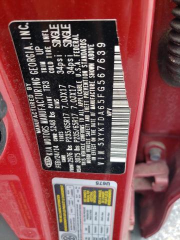 Photo 10 from auction – 2015 KIA SORENTO LX with VIN 5XYKTDA65FG567639