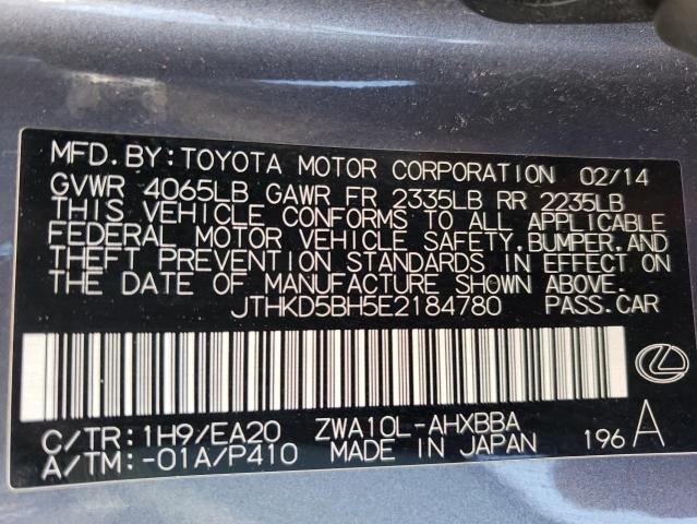 Photo 10 from auction – 2014 LEXUS CT 200 with VIN JTHKD5BH5E2184780