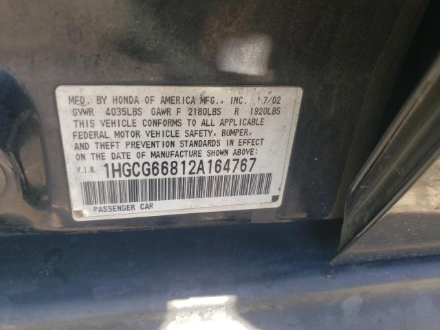 Photo 10 from auction – 2002 HONDA ACCORD EX with VIN 1HGCG66812A164767