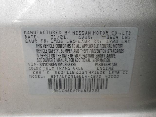 Photo 10 from auction – 2021 NISSAN VERSA SV with VIN 3N1CN8EV7ML858725